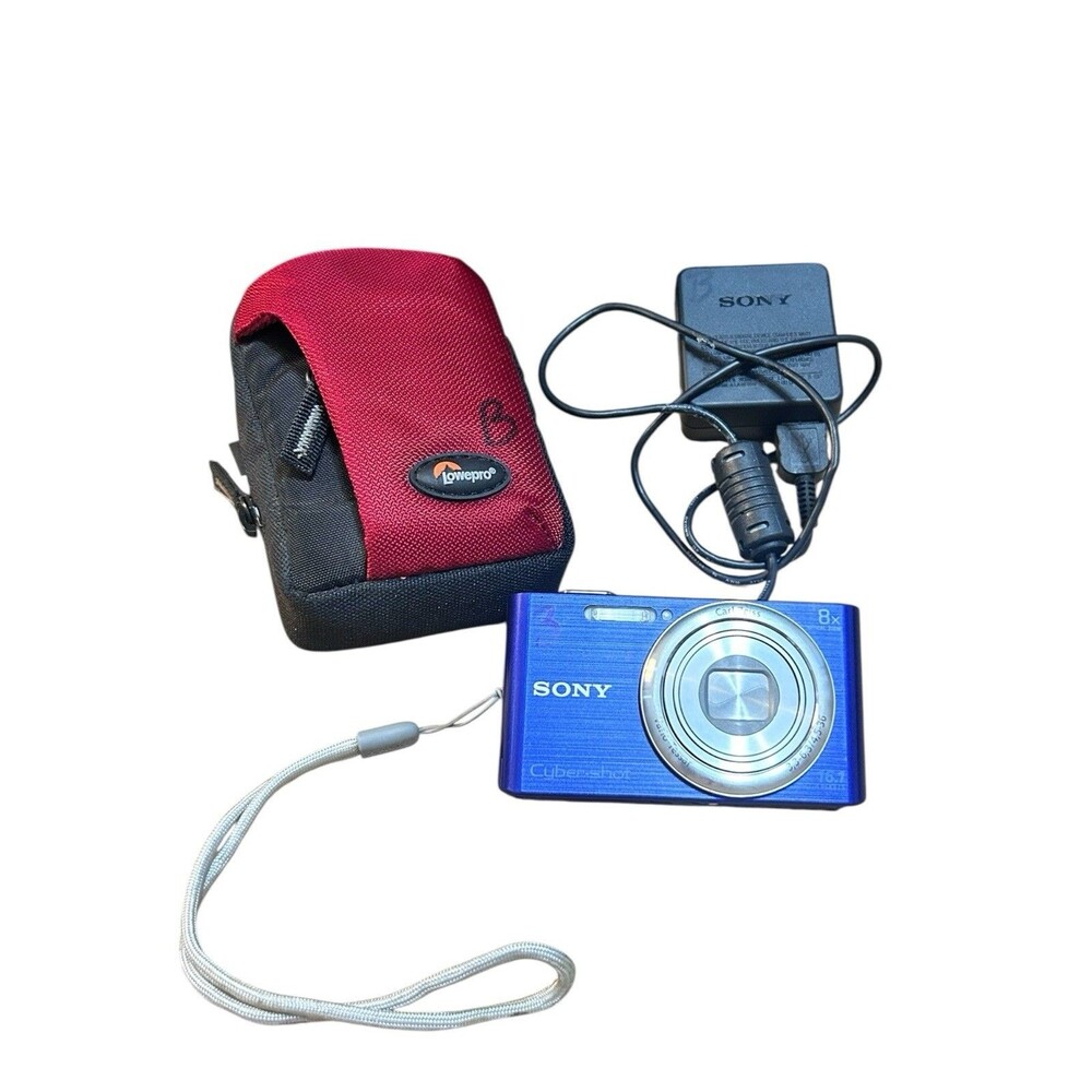 Sony Cyber-Shot 16.1MP 8X Optical Zoom Digital Camera Royal Blue Charger & Case